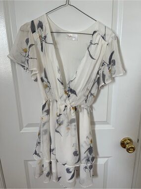 Ivory Floral Tiered Chiffon Dress